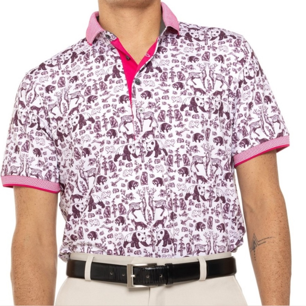 Greyson Creatures Golf Polo Shirt Size Large Arctic Animal Geometric Print